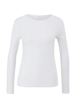 s.Oliver Red Label - Longsleeve mit Rippstruktur weiß - Gr. - 38