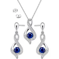 Limana Ohrring und Ketten Set Schmuckset 925 Silber hängende Ohrstecker gold Halskette mit Anhänger (inkl. Geschenkbox), Geschenkset Idee Geschenk für Sie Frauen Damen Freundin Mutter