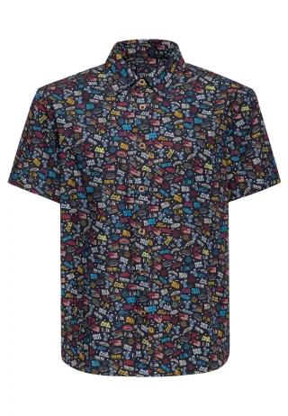 King Kerosin Herren Kurzarmhemd Printed Rebellion