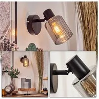 hofstein Wandleuchte verstellbare Wandlampe aus Metall/Glas in Schwarz, ohne Leuchtmittel, Glasschirm (8 cm), 1 x E14, ohne Leuchtmittel