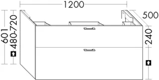 Burgbad WTU Sys30 PG1 Aqua 601x1200x500 Veloursgrau Matt, WYIM120F6431 WYIM120F6431