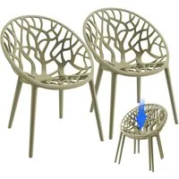 STEELSØN Gartenstuhl Quanta wetter- & UV-beständig, stapelbar (2er Set, olivgrün), Schalenstuhl outdoor geeignet, verfügbar als 2er, 4er & 6er Set