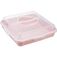 keeeper Kuchentransportbox keeeper Partybutler Enrico – Quadratisch, Nordic Pink 34,5 cm, Kunststoff (PP), Herausnehmbare Kuchenplatte, ergonomischer Griff