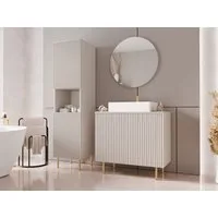 MIRJAN24 Badmöbel-Set Nubia III, (4er-Set, Spiegel, Waschbeckenschrank, Waschbecken, Badezimmerschrank), Siphon
