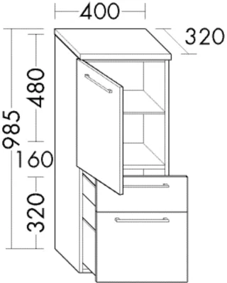 Burgbad Halbh. Schrank Crono Matt 985x400x320 Weiß Matt, SEUO040RF1786 SEUO040RF1786