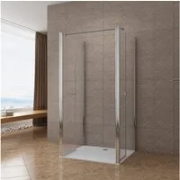 AQUABATOS Eckdusche Duschkabine Eckeinstieg U Kabine Eckdusche Pendeltür Schwingtür, BxT: 85x75 cm, 6 mm Einscheibensicherheitsglas mit Nanobeschichtung, barrierefrei einbaubar,Hebe-Senk-Mechanismus,Sicherheitsglas