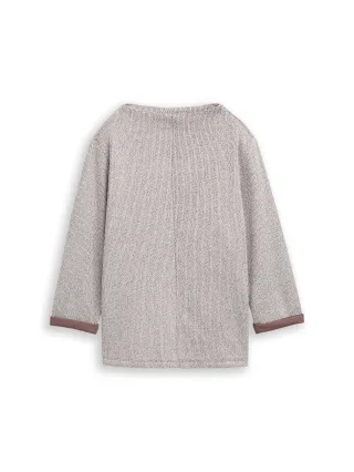 Tom Tailor - Sweatshirt mit Stehkragen dark pecan brown melange - Gr. - L