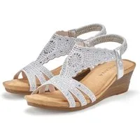 LASCANA Elegante Sommer‑Sandalette Keilsandalette mit Glitzerdetails, Keilabsatz & elastischem Riemchen