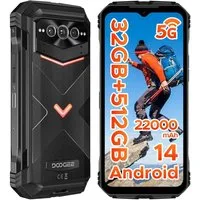 DOOGEE V MAX PRO 5G Robustes Smartphone, 22000mAh 12GB+512GB/TF 2TB Smartphone (6.58 Zoll, 512 GB Speicherplatz, 108 MP Kamera, 108 MP + 20 MP, 120 Hz, IP68/IP69K, NFC/Face ID/WLAN 6)