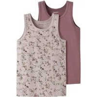 Name It Unterhemd NMFTANK TOP 2P VIOLETFLOWER NOOS (Packung, 2-St) Baumwollmischung, uni und bedruckt im Set