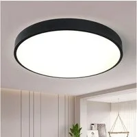 style home LED Deckenleuchte Metall Deckenlampe 12W/24W/36W/48W/96W, Runde/Quadratisch, LED fest integriert, Warmweiß 3000K ohne Fernbedienung, 36W, Ø40*4cm, Runde Lampe für Wohnzimmer Schlafzimmer Küche,Schwarz