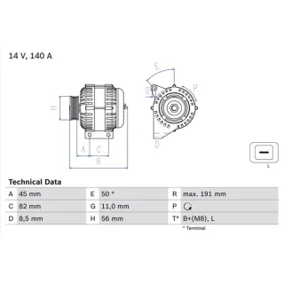 Bosch Lichtmaschine 140A Volvo S40 S60 S80 V40 V70 Xc70 Xc90 0986042840
