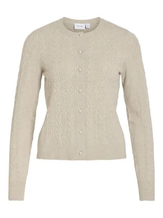 VILA - VIKERRY CABLE L/S KNIT CARDIGAN-NOOS Natural Melange - Gr. - L