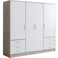 FORTE Kleiderschrank Jupiter, Made in Europe, mit 6 Schubladen, Stauraum (Maße B/H/T ca. 207/200 cm/60) Stauraum, 2 Breiten, 4 Farben, Schubladen, variable Einlegeböden