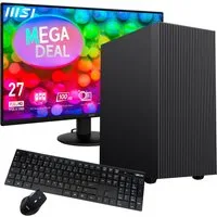 GAMEMAX MegaDeal Edge 2854 PC-Komplettsystem (27", AMD Ryzen 3 4300GE, Radeon Graphics, 16 GB RAM, 480 GB SSD, Windows 11 + MSI PRO MP272L LCD-Monitor, 69 cm (27)