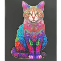 KRUZZEL 3D-Puzzle Katzenpuzzle aus Holz – Kreatives, pädagogisches Spielzeug für Kinder., 130 Puzzleteile, Buntes Katzenmotiv, fördert Kreativität und Konzentration