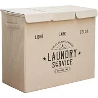 DuneDesign Wäschekorb 3 Fächer mit Deckel - 84L Wäschesortierer - 60x30x50 Wäschesammler, Wäschebox Faltbar - Wäschetruhe Aufbewahrungskorb - Schlafzimmer & Bad