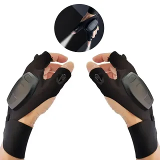 ZANLURE 1PCS/1Pair USB Charging Night Fishing Gloves for Outdoor Cycling Running Sports Flashlight Half Finger Gloves