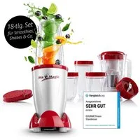 GOURMETmaxx Standmixer Smoothie Maker & Standmixer 18tlg. Set - 400W, 400 W, Elektrischer Blender 750ml, Mixer inkl. 4 To-Go Becher