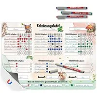 TOBJA Magnettafel A3 Belohnungstafel [Waldtiere] +4 Stifte Kinder magnetisch, Belohnungssystem magnetisch inkl. 4 Bunte Markenstifte