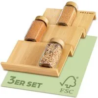 Praknu Schubladeneinsatz Gewürzregal für Schublade aus FSC - zertifiziertem Holz - Für 12 (3 St), Platzsparendes Schubladen Küchenzubehör - Schubladenorganizer Einsatz