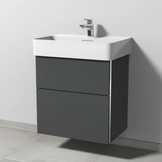 Sanipa 3way Waschtischunterbau zu Laufen VAL Waschtisch mit 2 Auszügen, Anthrazit-Matt BR82122