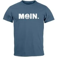 Neverless Print-Shirt Herren T-Shirt Schriftzug Moin Dialekt Norden Hamburg Anker Print mit Print