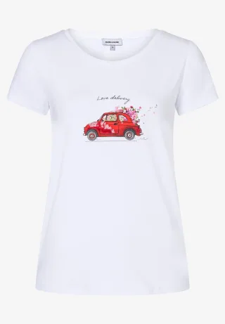 MORE & MORE - T-Shirt mit Frontprint weiß - Gr. - 34