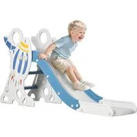 AIYAPLAY Rutscher für Kinder von 1,5 bis 3 Jahren, (Gartenrutsche mit Raketen-Design, 1-tlg., Kinder Rutsche), mit Leiter, Rutsche, Griffen, für Indoor, Outdoor, Blau