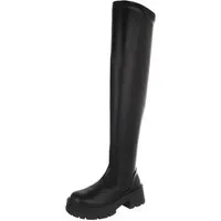 Ital-Design Modische Overknee-Stiefel mit hohem Absatz für Damen Plateaustiefel (91154527) Blockabsatz Stiefel in Schwarz