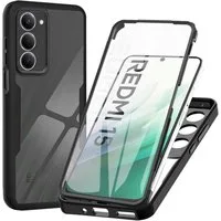 Wigento Handyhülle Acryl TPU für Xiaomi Redmi 15 5G / 4G Full Body 360 Kunststoff Schwarz, 360 Grad Schutz, stoßdämpfend, robust