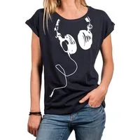 MAKAYA Oversize-Shirt Damen Top mit Print - Kopfhörer Aufdruck Basic Sommer Tunika Frauen (Oberteile, Baumwolle) Große Größen