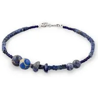 HAZE & GLORY Bead-Armband-Set Lapis Lazuli Edelsteine Blau 925 Sterling Silber