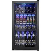Furnicopia Getränkekühlschrank 90L,Doppelglas, LED,leiser Betrieb KVC-90A, Digitale LED-Touchscreen-Bedienung,höhenverstellbare Füße und Ablagen.