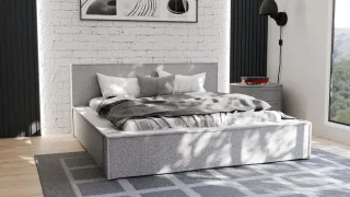 Polsterbett Doppelbett ALDANA 160x200cm Komplettset in Stoff Puente Beige