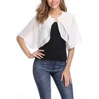 Zaewry Bolero Damen-Bolero aus Chiffon,3/4-Arm,Chiffon Coverup,Fließend,zart,luftig Geeignet für elegante Dinner-Anlässe