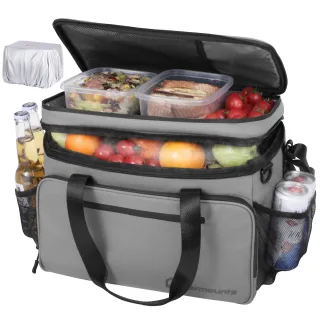 WARMOUNTS Soft Cooler Bag Insulated 48 Cans w/ Insulating Cover, Upgraded Leakproof Camping Cooler Bag 2 Compartment for