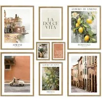 ARTFAVES Bilder-Collage Poster Set La Dolce Vita Italy I mehrteilige Bilderwand I Wandbilder I, (Wandbilder modern, 8 St)