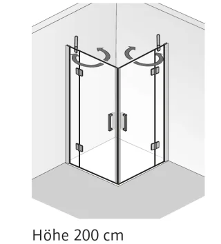 HSK Aperto Pro Eckeinstieg 4-teilig, pendelbar, 2 Drehtüren 282050xx