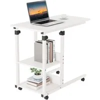 Dripex Beistelltisch Schreibtisch mit Rollen Computertisch Höhenverstellbar Laptoptisch