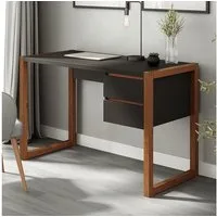 IDIMEX Schreibtisch BELINDA, Holztisch mit zwei Schubladen Schwarz/Kastanie