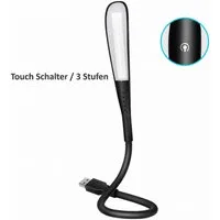 Bolwins USB-Lampion H47C USB LED-Lampe Schwanenhals 1,5W für Laptop Notebook, dimmbar LED (Einzelset, 1-St., 1x USB LED Lampe 1,5W mit 14 LEDs und Touchschalter)