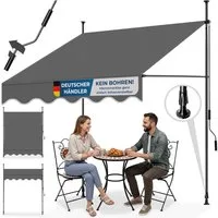 tectake Klemm-Senkrechtmarkise Klemmmarkise - Balkonmarkise mit Handkurbel, UV-beständig (Sichtschutz/Sonnenschutz für Terrasse und Garten, in schwarz/grau) 180 x 150 x 304 cm, höhenverstellbar 211 - 304 cm, wasserabweisend