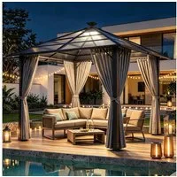 HOMALL Pavillon 300x300/300x400cm Gartenpavillon Verdickter Aluminium-Pavillon, (Mit 4 Seitenteilen 180G extra dickes Polyestergewebe Wasserdicht, rostfrei und UV-beständig)