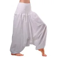 Leucht-Welten Haremshose Extragroße Haremshose XXL Aladinhose für Damen und Herren Weiß Pumphose aus Baumwolle