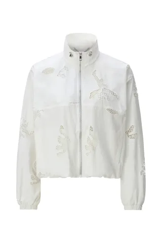 Rich & Royal - Oversize blouson with broderie anglaise pearl white - Gr. - 40