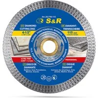 S&R Diamanttrennscheibe Diamanttrennscheibe 115 mm x 22,2 mm x 10 mm, für Winkelschleifer, Ø 115 mm, für Porzellan Feinsteinzeug, Harte Fliesen, Granit, Marmor