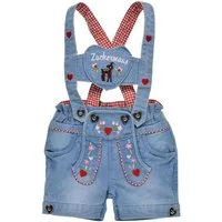 BONDI Trachtenlederhose BONDI Baby Mädchen Jeans Latzshort 'Zuckermaus' 86