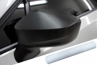 PREMIUM Spiegel Spiegelgehäuse Kappe Design Folie Carbon Weiß viele Fahrzeuge