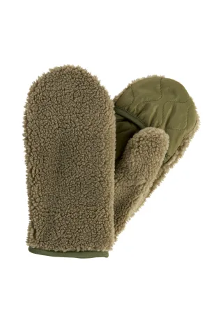 camel active - Teddy Handschuhe in einem Materialmix sage - Gr. - S